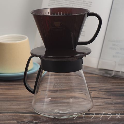 【一品川流】日本製 NAKAYA扇形咖啡濾杯-2~4人X1入+咖啡壺-600mlX1入