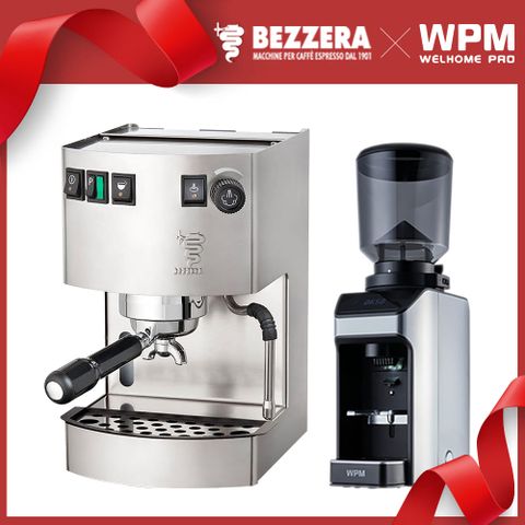 BEZZERA HOBBY 玩家級半自動咖啡機110-不銹鋼+ WPM ZD-17OD磨豆機 110V -不銹鋼