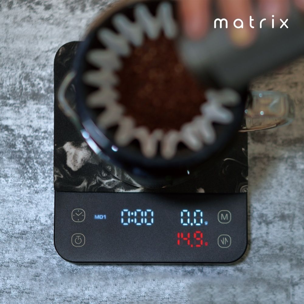 Matrix M1 PRO 小智 義式手沖LED觸控雙顯咖啡電子秤Type-C充電 (粉液比/分段注水/義式自動計時/硅藻土吸水墊)