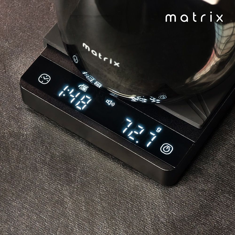 Matrix S3 MetaI 手沖義式口袋金屬咖啡電子秤 /自動計時/流速顯示/義式秤/手沖咖啡秤/金屬機身/迷你小秤/露營秤/白色秤/硅藻土吸水墊/LED背光顯示/type-c充電