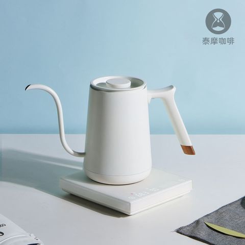 【TIMEMORE 泰摩】魚SMART溫控咖啡手沖壺 600ml 細嘴 白色(專業咖啡手沖壺 垂直水流沖煮穩定)