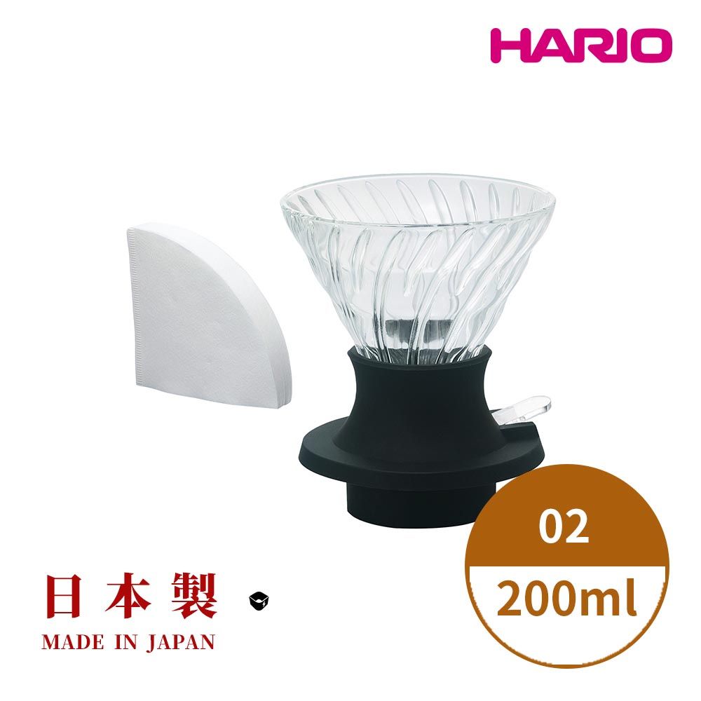 HARIO 日本製V60 SWITCH浸漬式耐熱玻璃濾杯02-200ml SSD-200B(送40入濾紙) 聰明濾杯 開關濾杯 玻璃濾杯