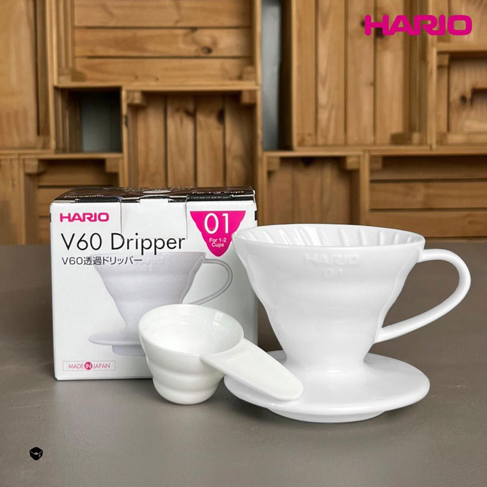 HARIO 【 V60彩虹磁石系列】 V60白色01磁石濾杯 [VDC-01W]+【 經典燒杯系列】經典燒杯咖啡壺300ml [BV-300]