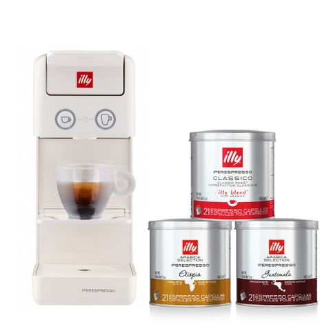 illy Y3.3膠囊咖啡機(白)+21入膠囊*2罐