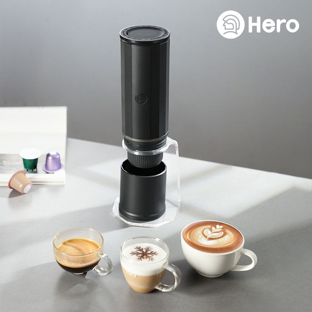 Hero 攜帶型電動兩用義式萃取膠囊咖啡機全配組(包含義萃便攜包+義萃便攜支架)