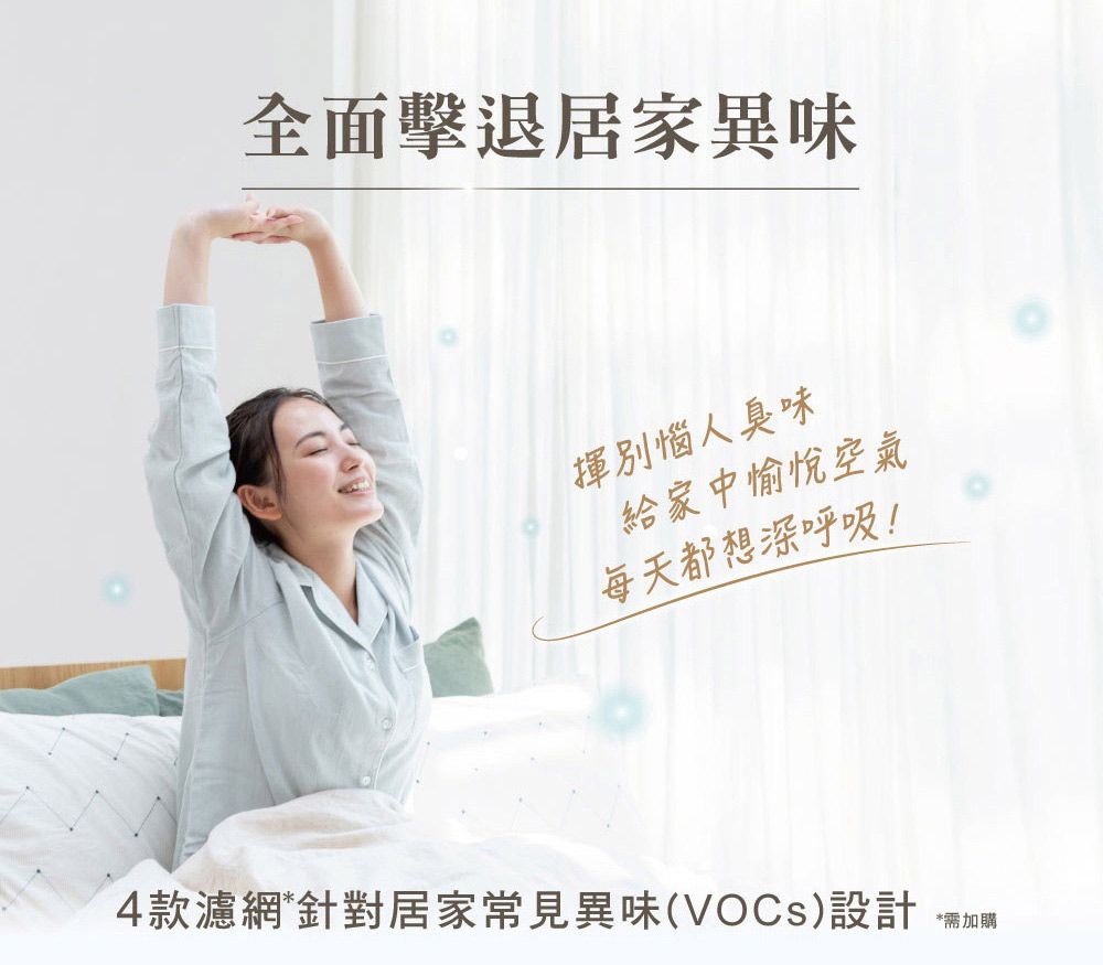 全面擊退居家異味揮別惱人臭味給家中愉悅空氣每天都想深呼吸!4款濾網*針對居家常見異味(VOCs)設計*需加購