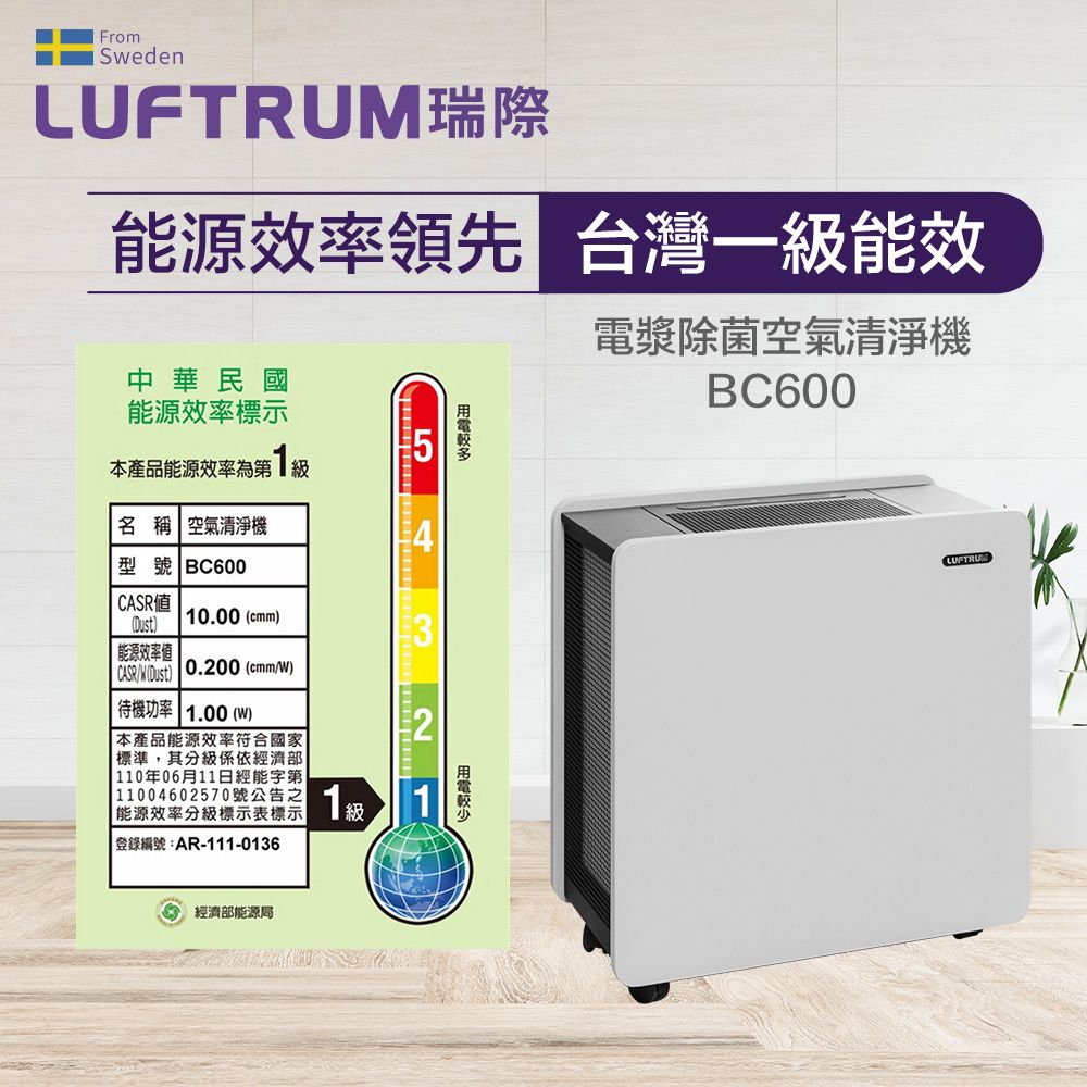 LUFTRUM 瑞際 電漿除菌智能空氣清淨機BC600