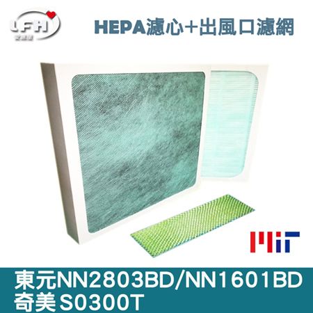 東元NN2803BD、NN1601BD、奇美S0300T清淨機適用【LFH HEPA濾心+出風口抗菌濾網】