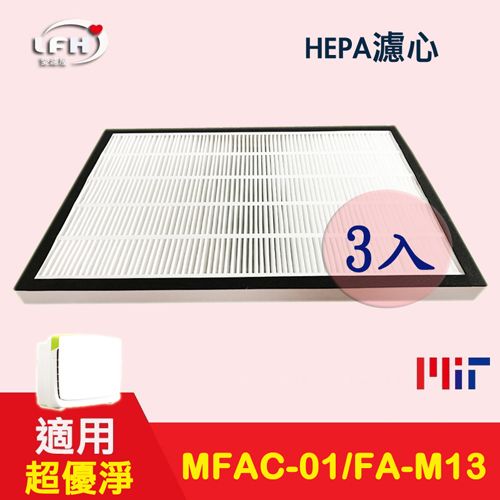 3M 【LFH HEPA濾心+濾網】三入超值組 適用  淨呼吸 超優淨 FA-M13 M13-ORF MFAC-01F空氣清淨機