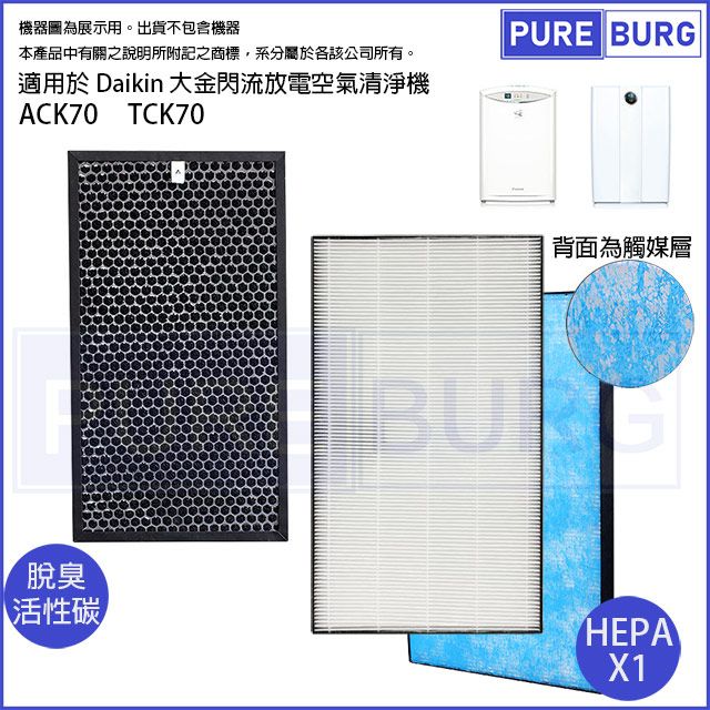 DAIKIN 大金 適用閃流空氣清淨機ACK70-M/R/N/P TCK70-M/R/N/P活性碳+HEPA濾網