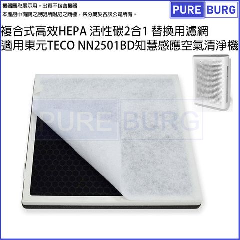 TECO 東元 適用 NN2501BD知慧感應空氣清淨機高效2合1複合式活性碳HEPA替換濾網濾心