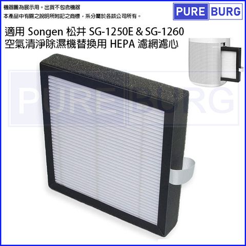 SONGEN 松井 適用SG-1250E SG-1260二合一空氣清淨除濕機替換用HEPA濾網濾心