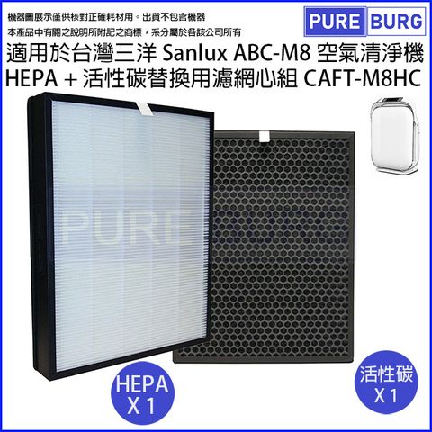 SANLUX 台灣三洋 適用ABC-M8 16坪六重極淨空氣清淨機替換用高效HEPA+活性碳濾網濾