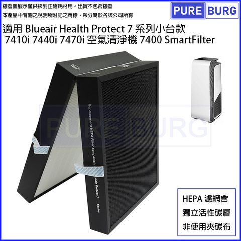 適用Blueair 7410i 7440i 7470i小台款7系列Health Protect空氣清淨機SmartFilter 7400 HEPA活性碳濾網濾芯