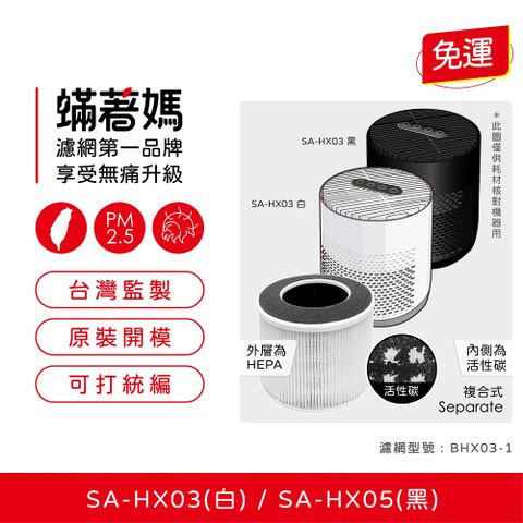 【蟎著媽】副廠濾網 適用 SABA SA-HX03 SA-HX05 空氣清淨機 BXH03-1