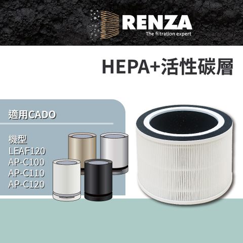 RENZA 適用 日本 CADO LEAF120 AP-C100 AP-C110 AP-C120 藍光光觸媒空氣清淨機 HEPA+活性碳 濾網 濾芯 濾心