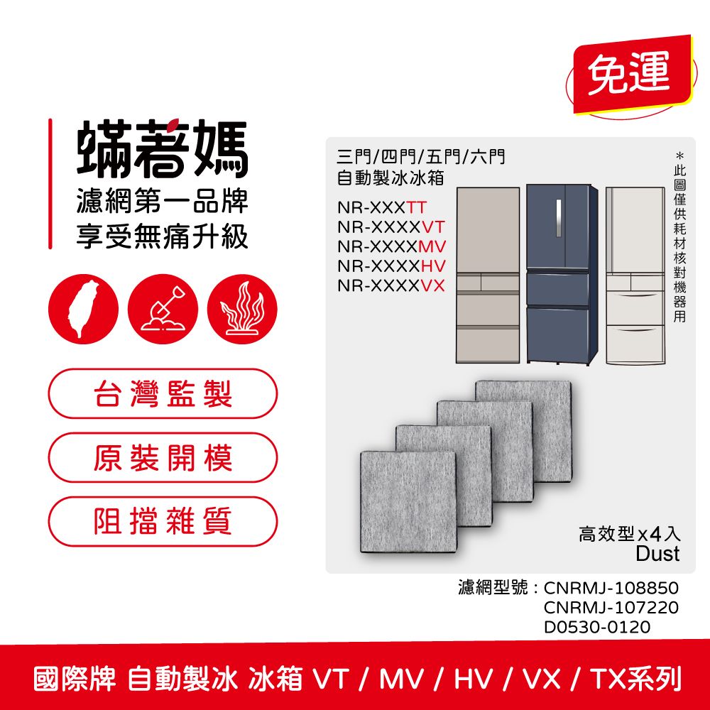  蟎著媽 濾網 適用 Panasonic 國際牌 三門四門五門自動製冰 冰箱濾網濾棉