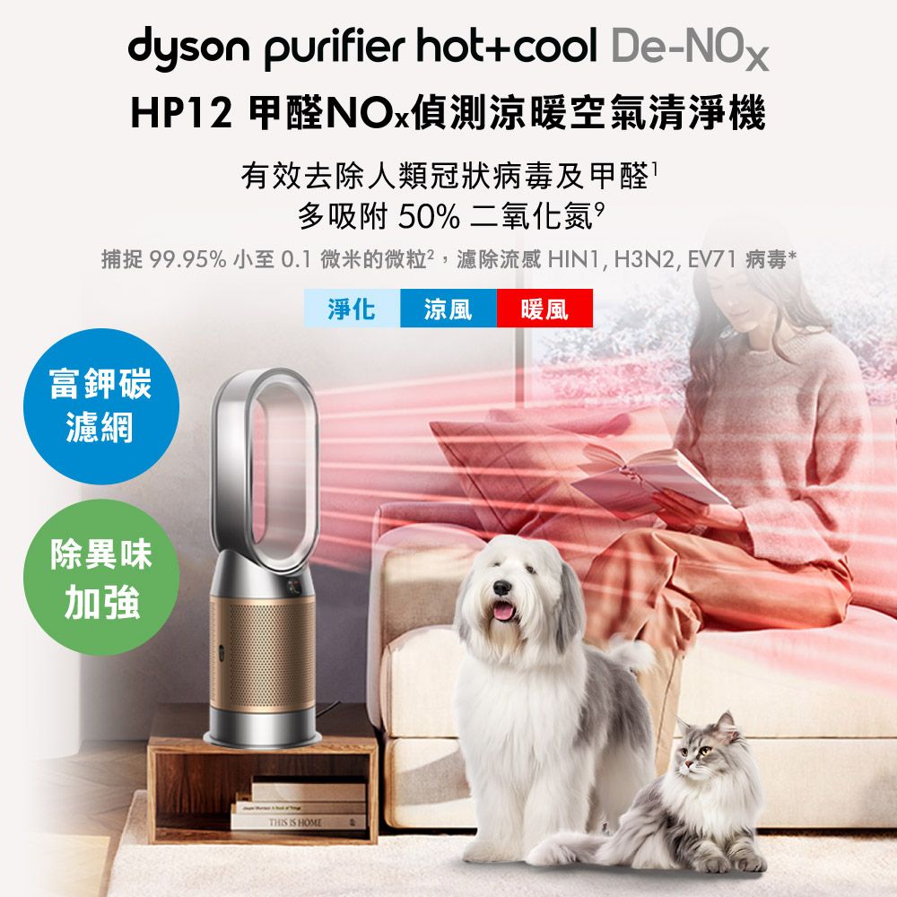 Dyson 戴森 Purifier Hot+Cool De-NOx​ 甲醛NOx偵測涼暖空氣清淨機 HP12​(鎳金色)