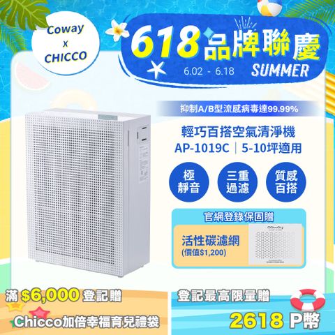 Coway 綠淨力玩美雙禦空氣清淨機 AP-1019C 純淨白