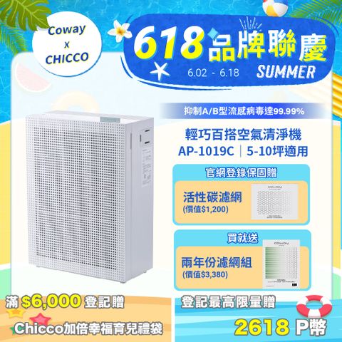 Coway 綠淨力玩美雙禦空氣清淨機 AP-1019C 純淨白