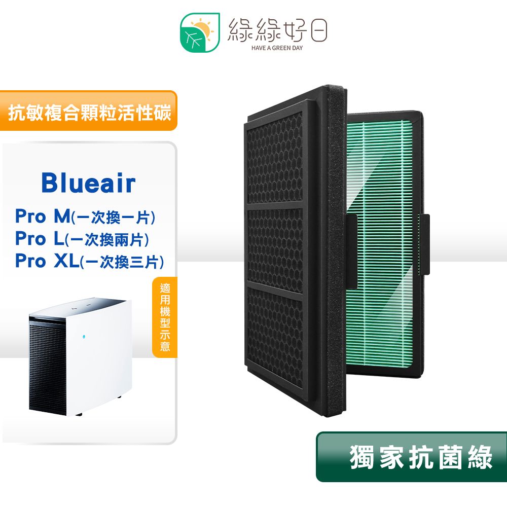 Blueair 綠綠好日 適用  Pro M / L / XL 抗菌 複合式 HEPA濾芯 活性碳濾棉