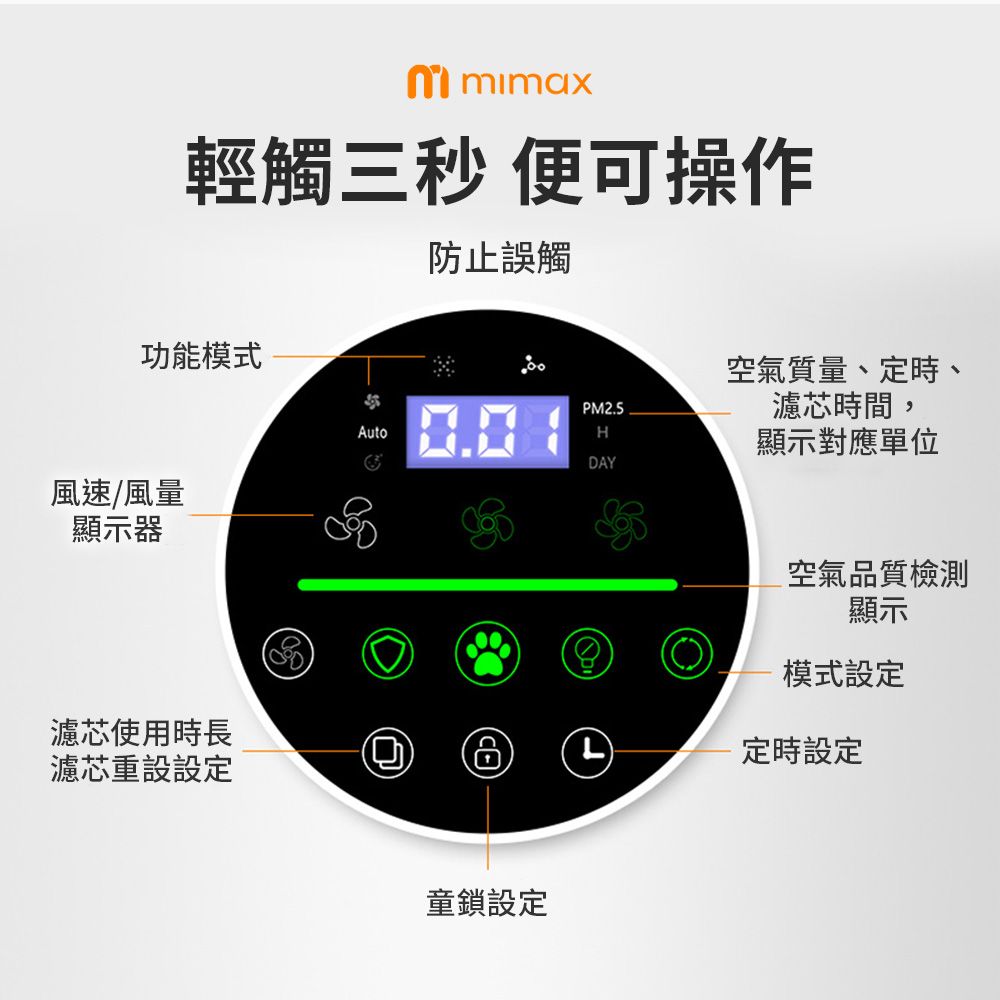 mimax 米覓 mimax 智慧數顯人寵專用空氣淨化器5S 清淨機 淨化器 空氣 寵物用 居家 吸毛 除臭 除敏 智能APP