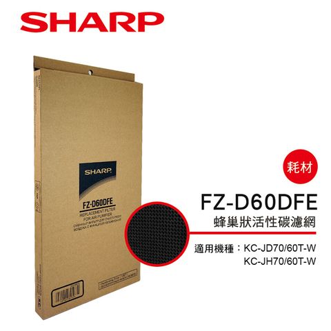 【SHARP夏普】KC-JD70/60T-W專用蜂巢狀活性碳濾網 FZ-D60DFE