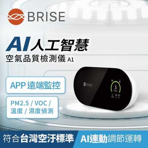 APP連動偵測智能調節BRISE AI智慧空品檢測儀全天候室內外空品零死角監測器