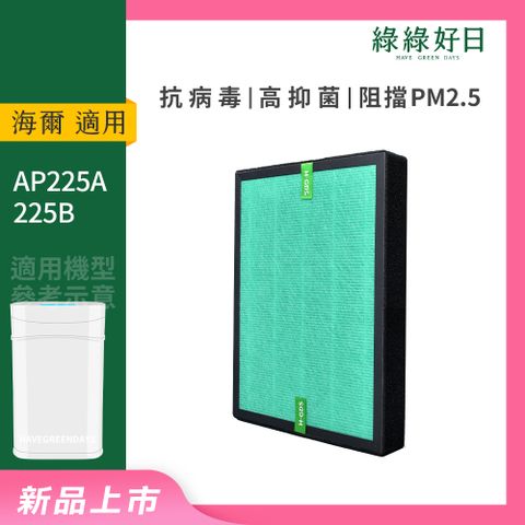 綠綠好日 適用 Haier海爾 小H空氣清淨機 AP225A 225B HEPA抗菌濾芯 蜂巢顆粒活性碳 複合式濾網