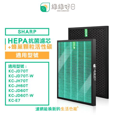 綠綠好日 適 夏普 SHARP JH60T-W JH70T-W FZ-D60HFE FZ-D60HFE 抗菌 濾芯 蜂巢顆粒 活性碳