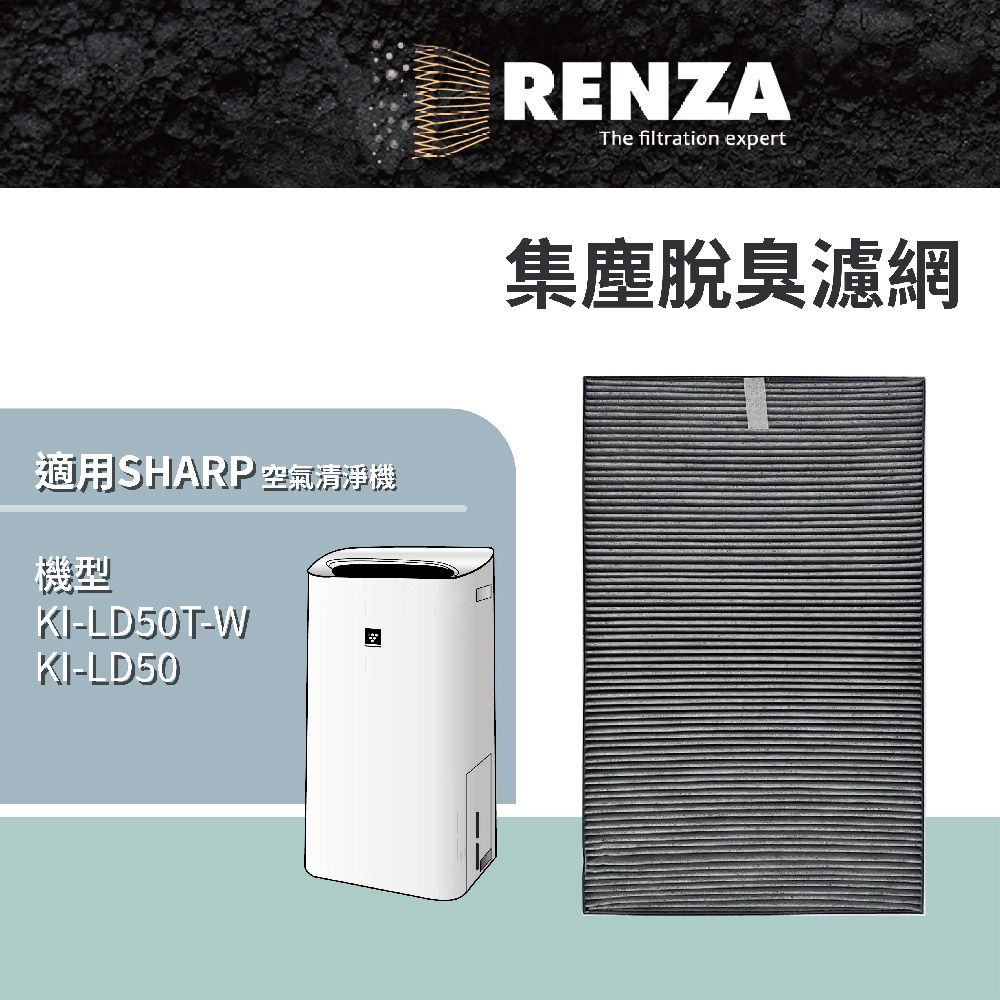 RENZA濾網適用Sharp夏普KI-LD50T-W KI-LD50 替代FZ-G40SFT 集塵脫臭濾