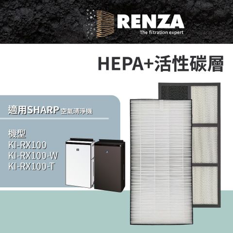 適用 Sharp 夏普 KI-RX100 KI-RX100-W KI-RX100-T 空氣清淨機 HEPA+活性碳濾網
