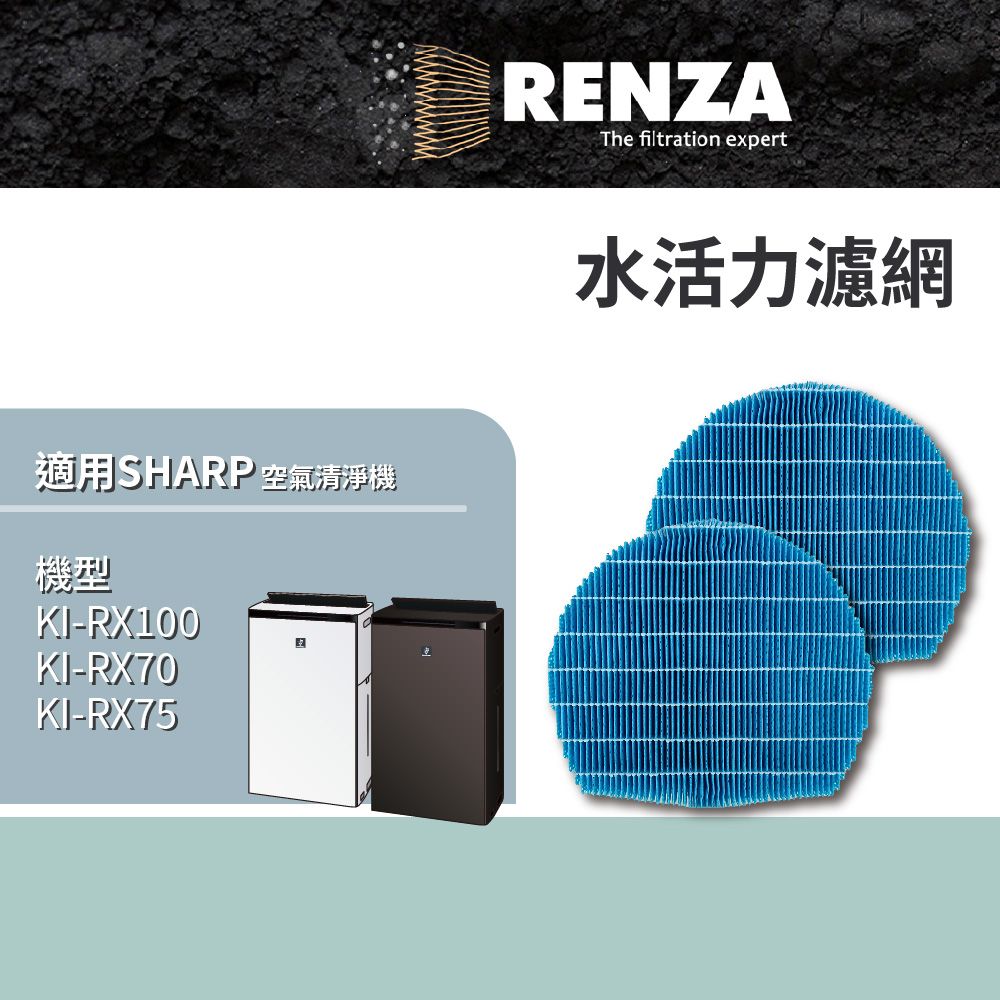 RENZA 適用 Sharp 夏普 KI-RX100 KI-RX70 KI-RX75 空氣清淨機 FZ-L75MF 水活力 濾網 濾芯 濾心