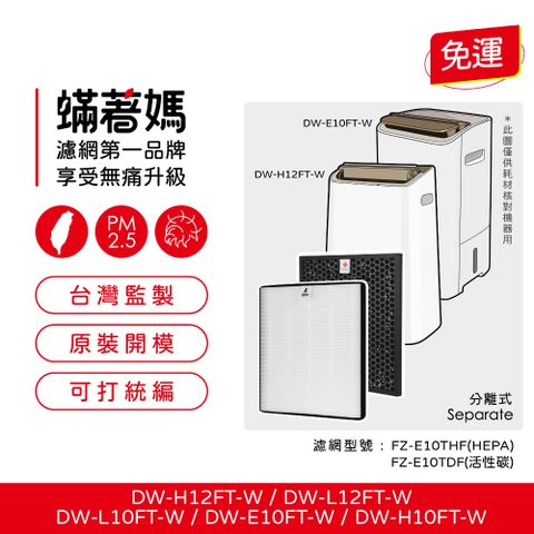 【蟎著媽】高效型濾網(適用 SHARP 夏普 DW-E10FT-W H10FT-W L10FT-W H12FT-W L12FT-W 清淨除濕機)