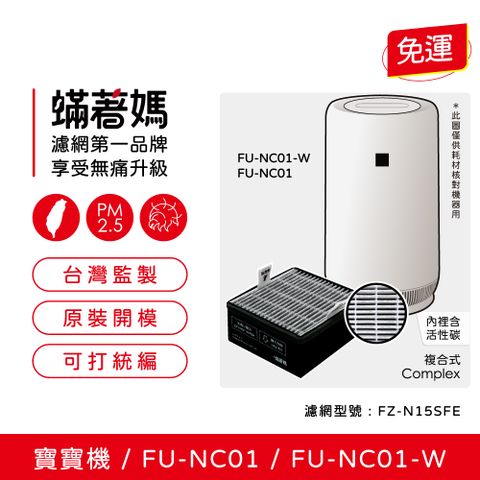 蟎著媽 濾網(適用 夏普 寶寶機 baby SHARP FU-NC01-W FU-NC01 空氣清淨機 FZ-N15SFE)