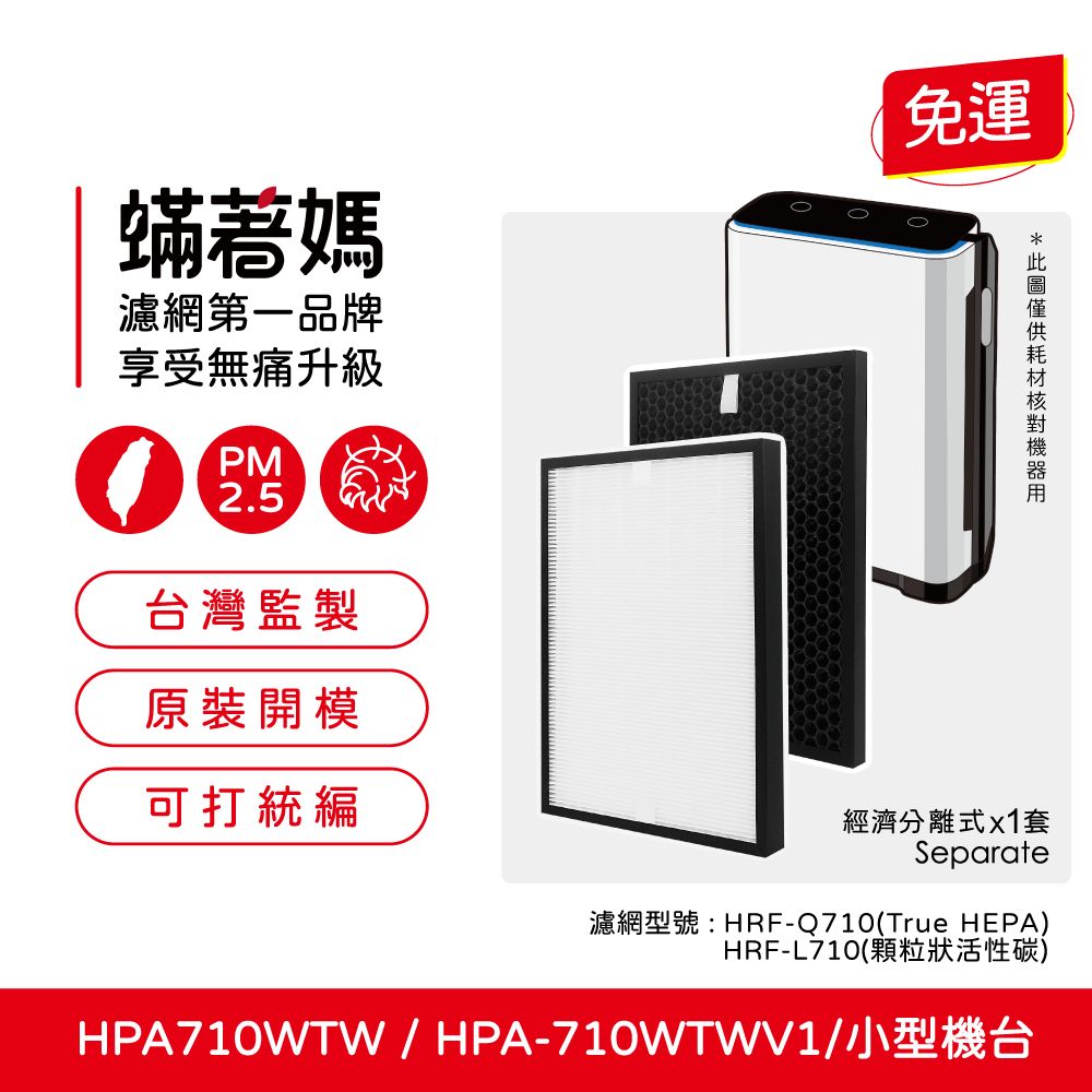  蟎著媽 濾網(適用 Honeywell HPA710 HPA710WTW HPA-710WTW 空氣清淨機)