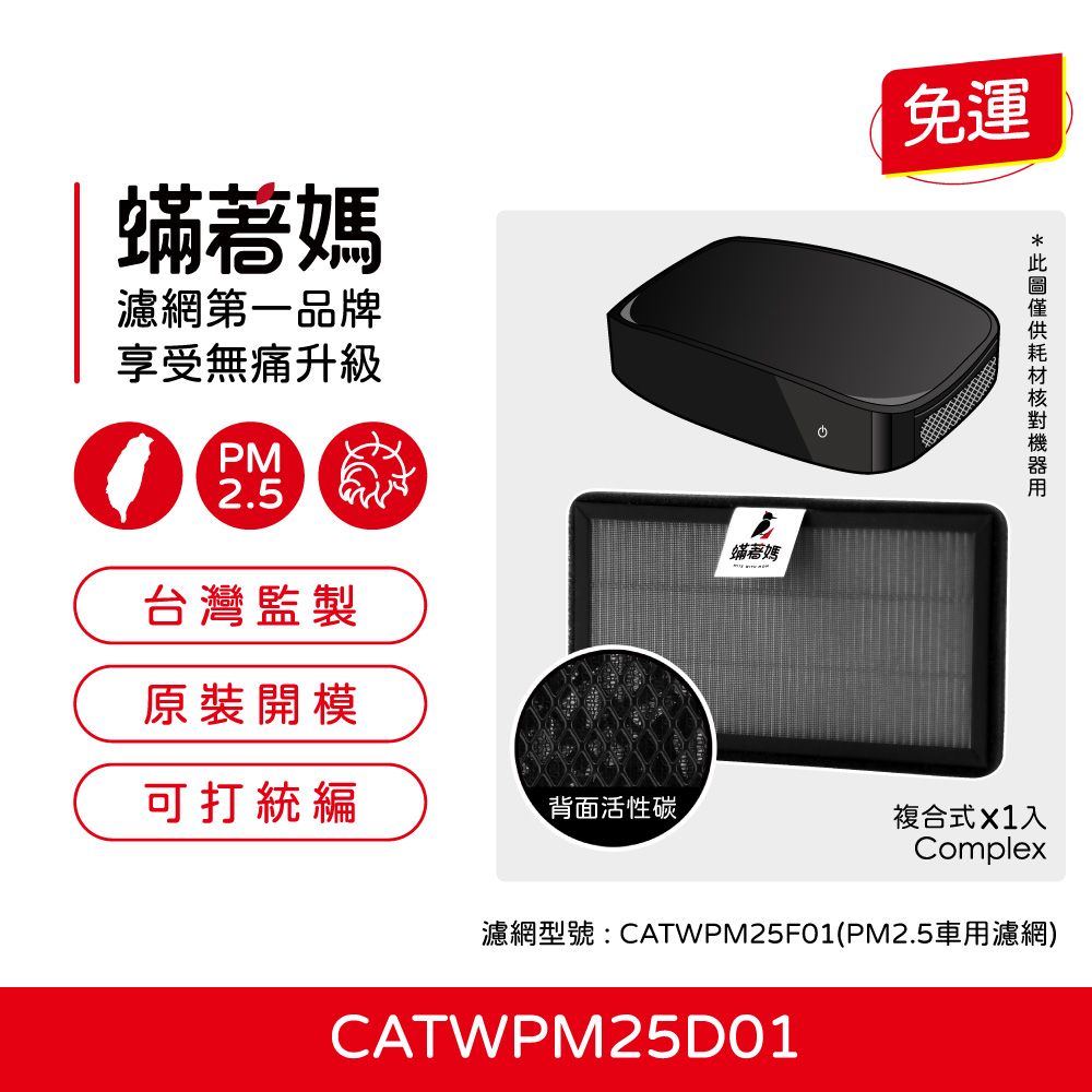  蟎著媽 濾網  適用 Honeywell 車用空氣清淨機 CATWPM25D01 CATWPM25F01