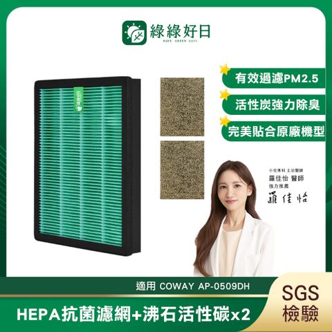 綠綠好日 適用 COWAY AP-0509DH【一年份濾網組】HEPA 抗菌 濾芯 沸石 活性碳 濾網