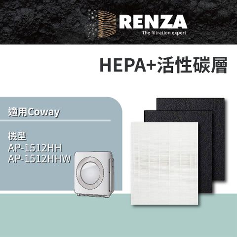 適用 Coway AP-1512HH AP-1512HHW 可替換原廠 3304899 HEPA+活性碳濾網