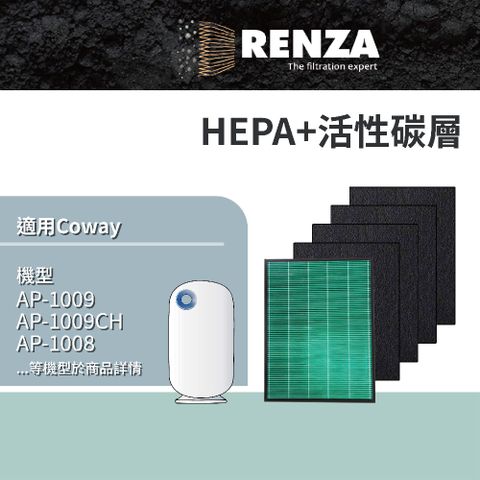 適用 Coway AP-1009CH 1009 1008 1008DH 1010 1012GH 高效HEPA+活性碳濾網組
