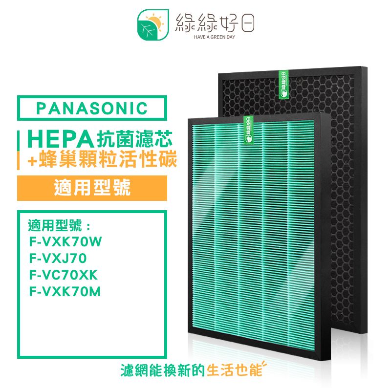 Panasonic 國際牌 綠綠好日 適用   F-VXK70W F-VC70XK F-VXJ70 抗菌 HEPA 濾芯 濾網