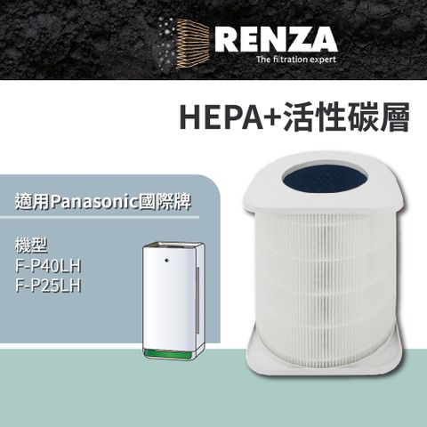 RENZA 適用Panasonic 國際牌 F-P40LH F-P25LH 空氣清淨機 2合1HEPA+活性碳濾網 濾芯