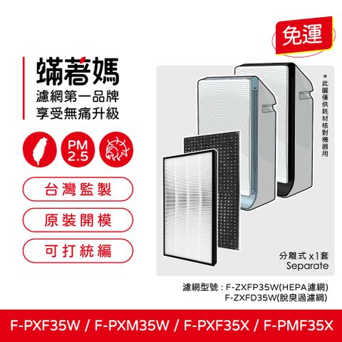 蟎著媽 HEPA+方格脫臭濾網/一套(適用 國際牌 空氣清淨機 F-PXM35W F-PXF35W F-ZXMP35W F-ZXFD35)