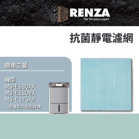 RENZA 適用  除濕機 MJ-EV210FJ E180AK E180VX E175AF 抑菌防霉靜電濾網