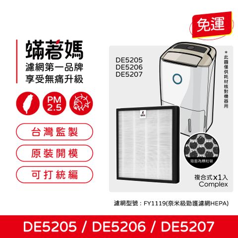 蟎著媽 複合式濾網(適用 PHILIPS 飛利浦 DE5205 DE5206 DE5207 清淨除濕機)