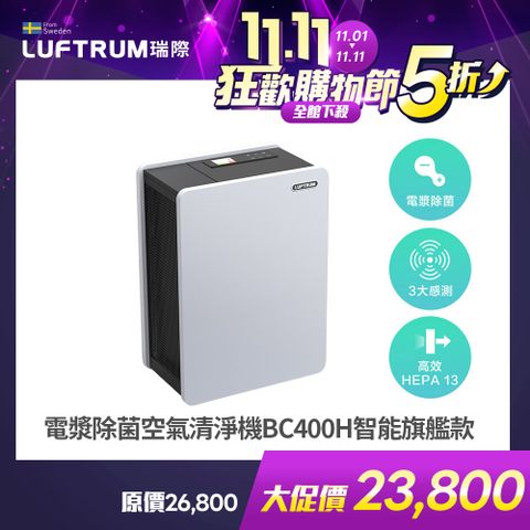 LUFTRUM 瑞際 電漿除菌清淨機BC400H 智能旗艦款