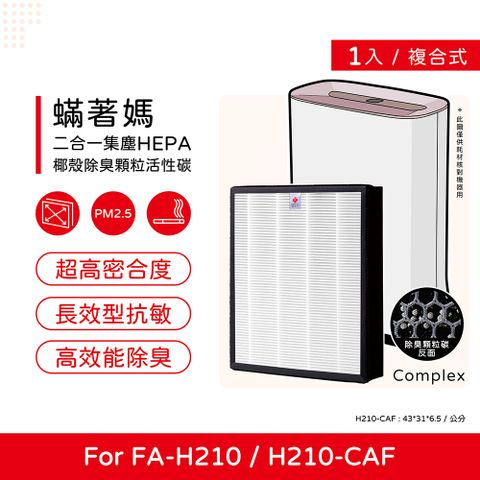 3M 現貨可分期蟎著媽 副廠濾網 適用  空氣清淨機 FA-H210 H210-CAF 顆粒活性碳 TURE HEPA