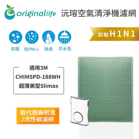適用3M：CHIMSPD-188WH 超薄美型Slima*Original Life 空氣清淨機濾網