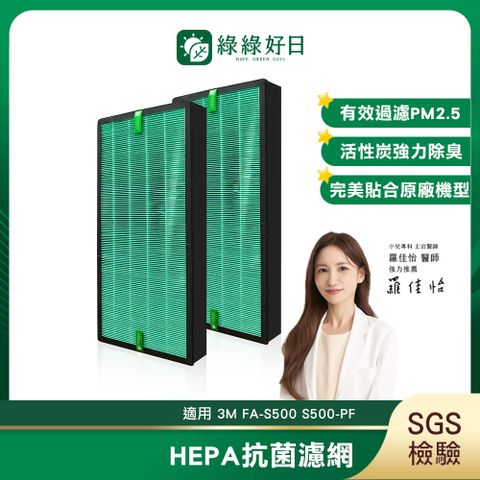 綠綠好日 適用 3M FA-S500 S500-PF 複合式 HEPA 抗菌濾芯 蜂巢顆粒活性碳