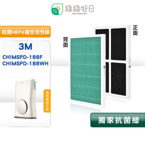 3M 綠綠好日 適用  Slimax 淨呼吸 CHIMSPD-188F 188WH 抗菌 濾心 複合 蜂顆活性碳濾網